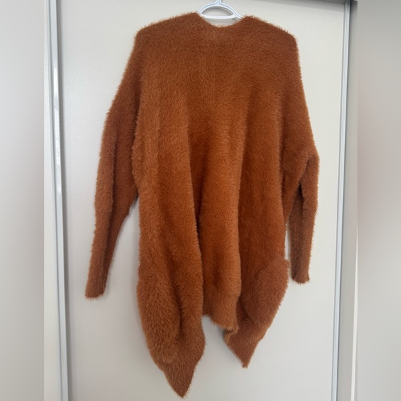 Pink Martini Fuzzy Open Front Cardigan | Rust Brown | Oversized Fit | M - Picture 3 of 6